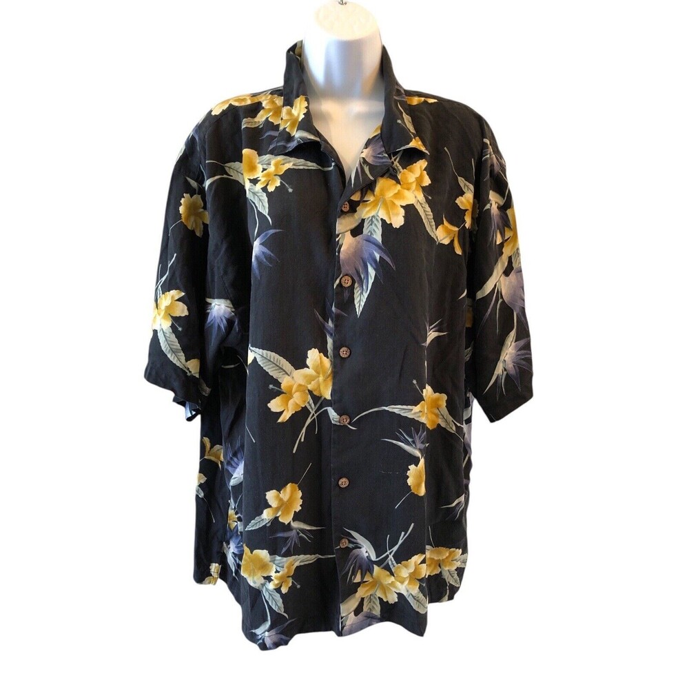 Tommy Bahama Silk Camp Shirt X LARGE Tropical Floral Aloha Hawaiian Shirt